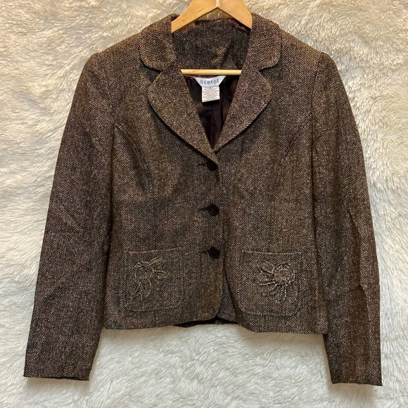 George Jackets & Blazers - George | Tweed Blazer Jacket | Darkest Brown | Size: 10